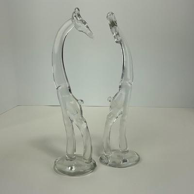 -133- HEISEY | Clear Glass Giraffe Figures