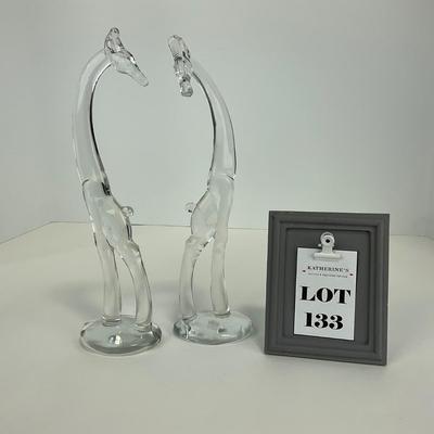 -133- HEISEY | Clear Glass Giraffe Figures