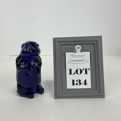 -134- IMPERIAL | Cobalt Blue Woodchuck Beaver Figure | Marked