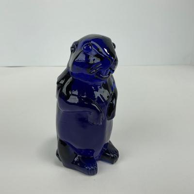 -134- IMPERIAL | Cobalt Blue Woodchuck Beaver Figure | Marked