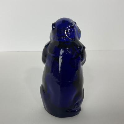 -134- IMPERIAL | Cobalt Blue Woodchuck Beaver Figure | Marked