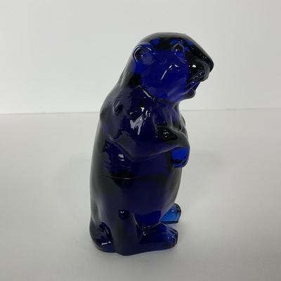 -134- IMPERIAL | Cobalt Blue Woodchuck Beaver Figure | Marked