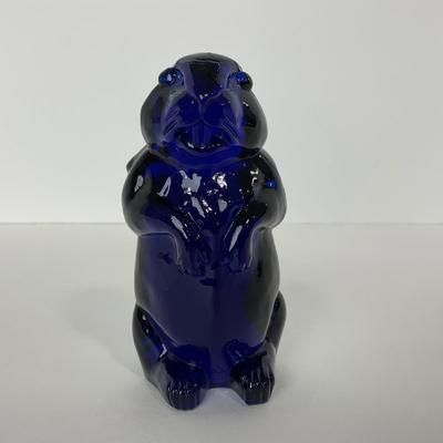 -134- IMPERIAL | Cobalt Blue Woodchuck Beaver Figure | Marked