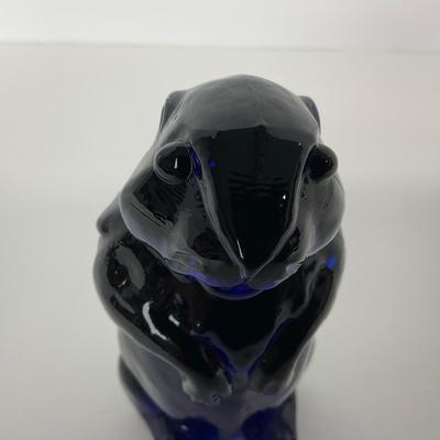 -134- IMPERIAL | Cobalt Blue Woodchuck Beaver Figure | Marked