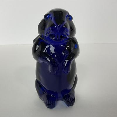 -134- IMPERIAL | Cobalt Blue Woodchuck Beaver Figure | Marked