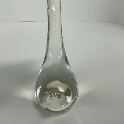 -135- ART GLASS | Clear Glass Mid Century Swan Figures