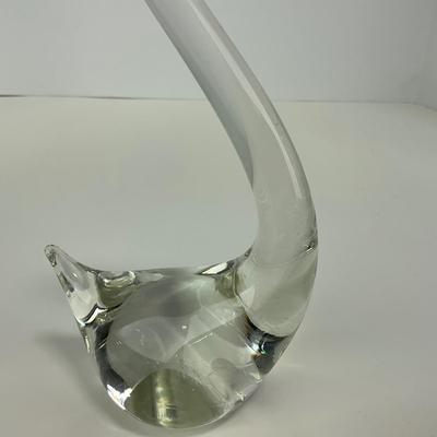 -135- ART GLASS | Clear Glass Mid Century Swan Figures