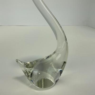 -135- ART GLASS | Clear Glass Mid Century Swan Figures