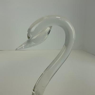 -135- ART GLASS | Clear Glass Mid Century Swan Figures