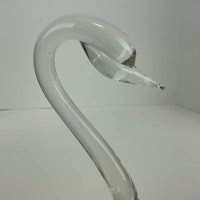 -135- ART GLASS | Clear Glass Mid Century Swan Figures