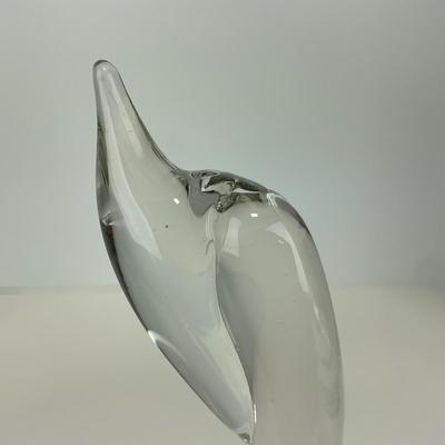 -135- ART GLASS | Clear Glass Mid Century Swan Figures