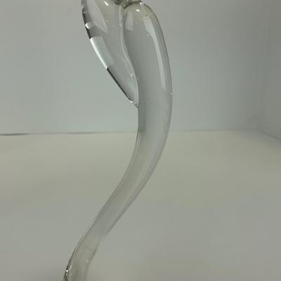 -135- ART GLASS | Clear Glass Mid Century Swan Figures