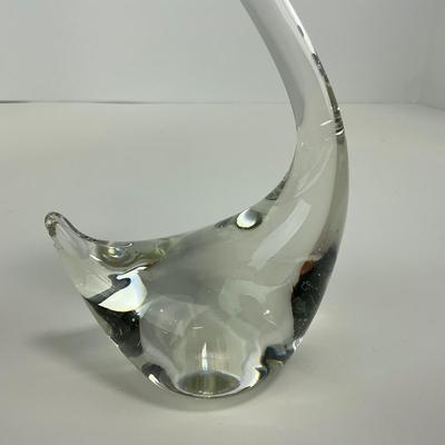 -135- ART GLASS | Clear Glass Mid Century Swan Figures
