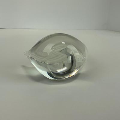 -135- ART GLASS | Clear Glass Mid Century Swan Figures