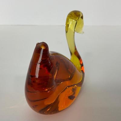 -144- PILGRIM | Amber Swan Paperweight Figure