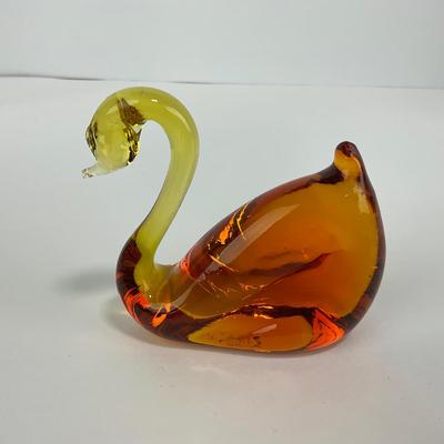-144- PILGRIM | Amber Swan Paperweight Figure