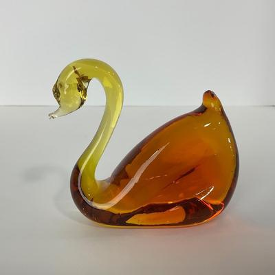 -144- PILGRIM | Amber Swan Paperweight Figure