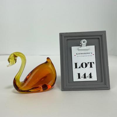 -144- PILGRIM | Amber Swan Paperweight Figure