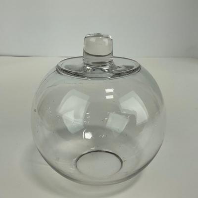 -150- COLLECTIBLE | Clear Glass Handled Dome & Salt Cellar