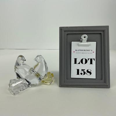 -158- BACCARAT | Clear Glass & Yellow Crystal Love Birds/Doves