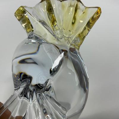 -158- BACCARAT | Clear Glass & Yellow Crystal Love Birds/Doves