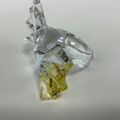 -158- BACCARAT | Clear Glass & Yellow Crystal Love Birds/Doves