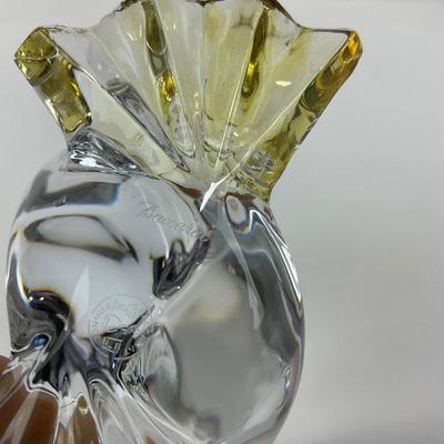 -158- BACCARAT | Clear Glass & Yellow Crystal Love Birds/Doves