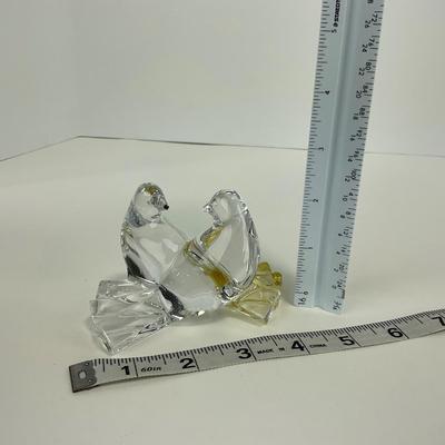 -158- BACCARAT | Clear Glass & Yellow Crystal Love Birds/Doves