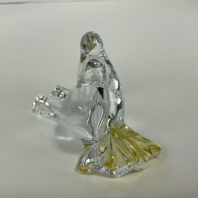 -158- BACCARAT | Clear Glass & Yellow Crystal Love Birds/Doves