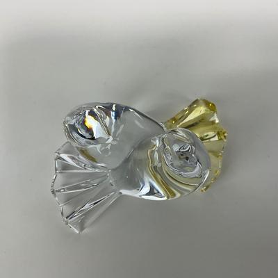 -158- BACCARAT | Clear Glass & Yellow Crystal Love Birds/Doves