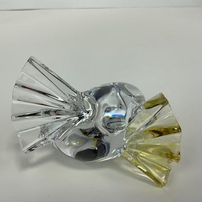 -158- BACCARAT | Clear Glass & Yellow Crystal Love Birds/Doves