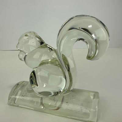 -156- NEW MARTINSVILLE | Clear Glass Squirrel Bookend