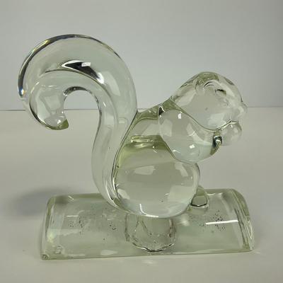 -156- NEW MARTINSVILLE | Clear Glass Squirrel Bookend