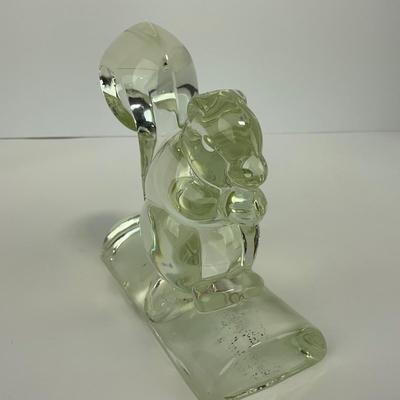 -156- NEW MARTINSVILLE | Clear Glass Squirrel Bookend