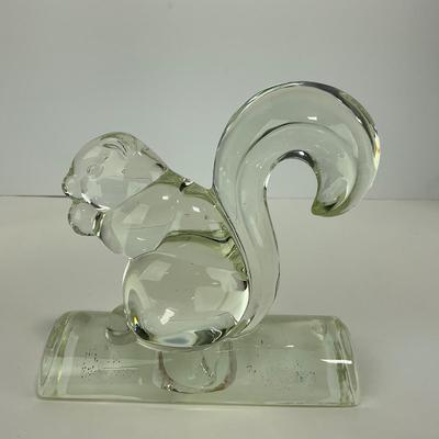 -156- NEW MARTINSVILLE | Clear Glass Squirrel Bookend