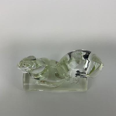 -156- NEW MARTINSVILLE | Clear Glass Squirrel Bookend