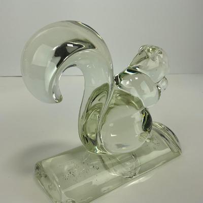 -156- NEW MARTINSVILLE | Clear Glass Squirrel Bookend