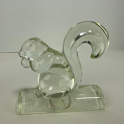 -156- NEW MARTINSVILLE | Clear Glass Squirrel Bookend