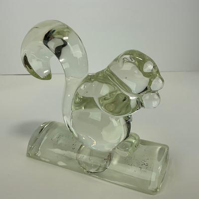 -156- NEW MARTINSVILLE | Clear Glass Squirrel Bookend