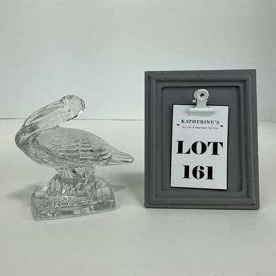 -161- ART GLASS | Clear Glass Pelican Figure
