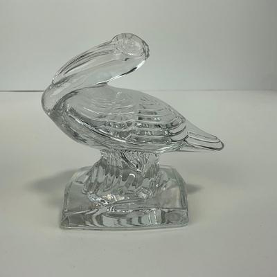 -161- ART GLASS | Clear Glass Pelican Figure