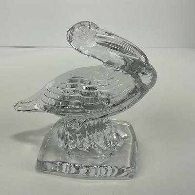 -161- ART GLASS | Clear Glass Pelican Figure