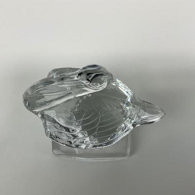 -161- ART GLASS | Clear Glass Pelican Figure