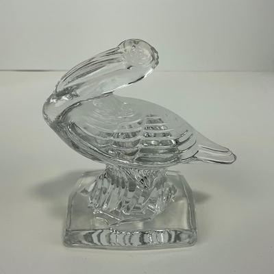 -161- ART GLASS | Clear Glass Pelican Figure