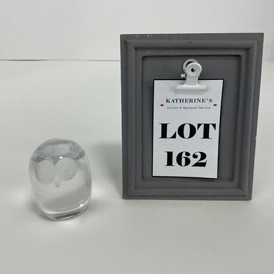 -162- HADELAND | Norway Lead Crystal Glass Owl Figure