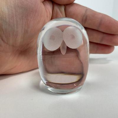 -162- HADELAND | Norway Lead Crystal Glass Owl Figure