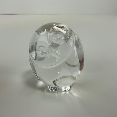 -163- STEUBEN | Crystal Owl Figure | Signed