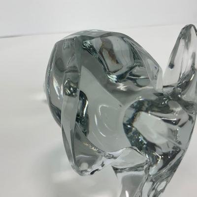 -166- VIKING | Clear Glass Crystal Seal Balancing Ball Figure