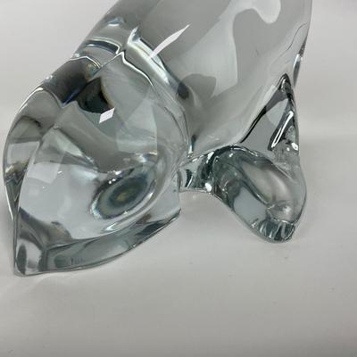 -166- VIKING | Clear Glass Crystal Seal Balancing Ball Figure