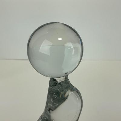 -166- VIKING | Clear Glass Crystal Seal Balancing Ball Figure